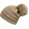 Acrylic Chunky Slouchy Beanie Knitted Fur POM Custom Bobble Hat