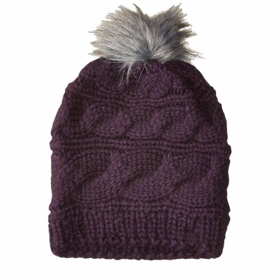 100% Acrylic Winter Warm Ribbed Edge Beanie Knitted Slouchy Pompoms Fur Hat