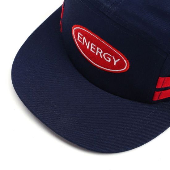 Children′s Embroidery Patch Cotton Flat Brim 5 Panel Snapback Cap
