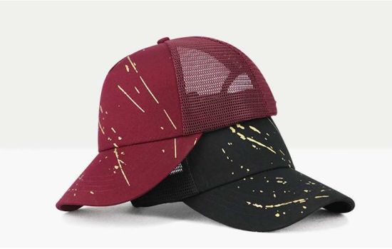 Printed Cotton Dome Black Custom Sport Running Baseball Mesh Cap
