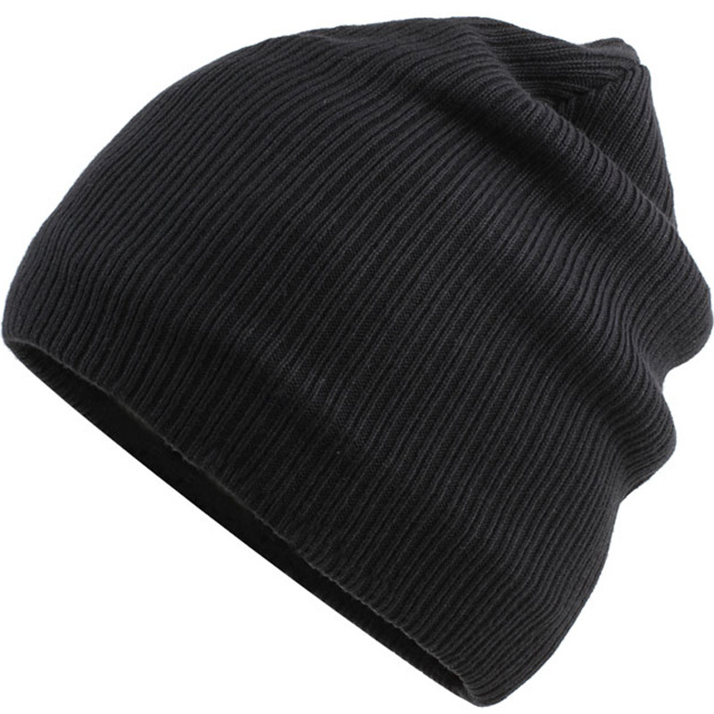 High Quality Plain Custom Color Fleece Lining Black Knitted Beanie Hat with for Wholesale