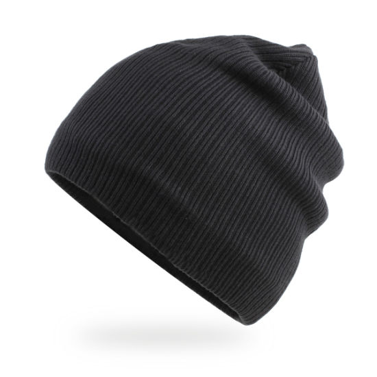 High Quality Plain Custom Color Fleece Lining Black Knitted Beanie Hat with for Wholesale