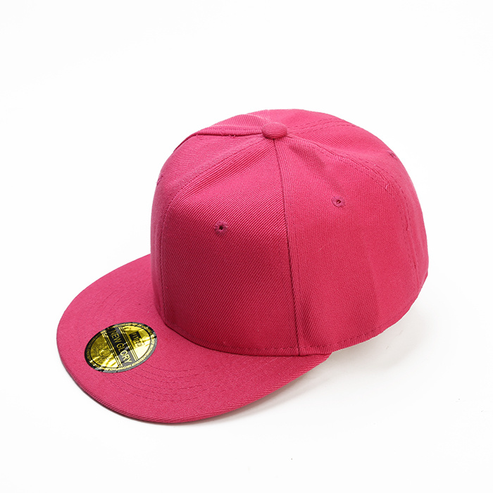 Cotton Red 6-Panel Adjustable Flat Bill Blank Snap Back Cap