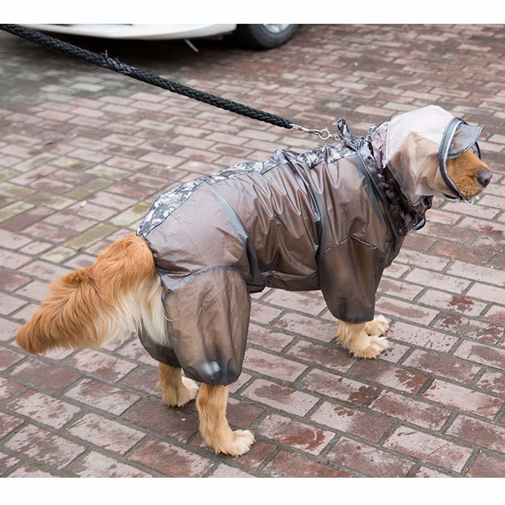 Dog Raincoat, Fashion Large Dog Waterproof Rainwear Rain Jacket Four-Legs Jumpsuit Hoodies Long Sleeves TPU Raincoat for Large Dogs