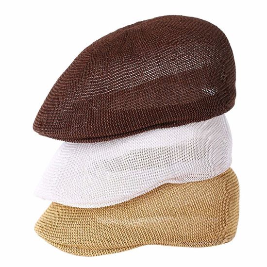 BSCI Audit Beret Style Summer Sun Mesh Classic Straw IVY Cap