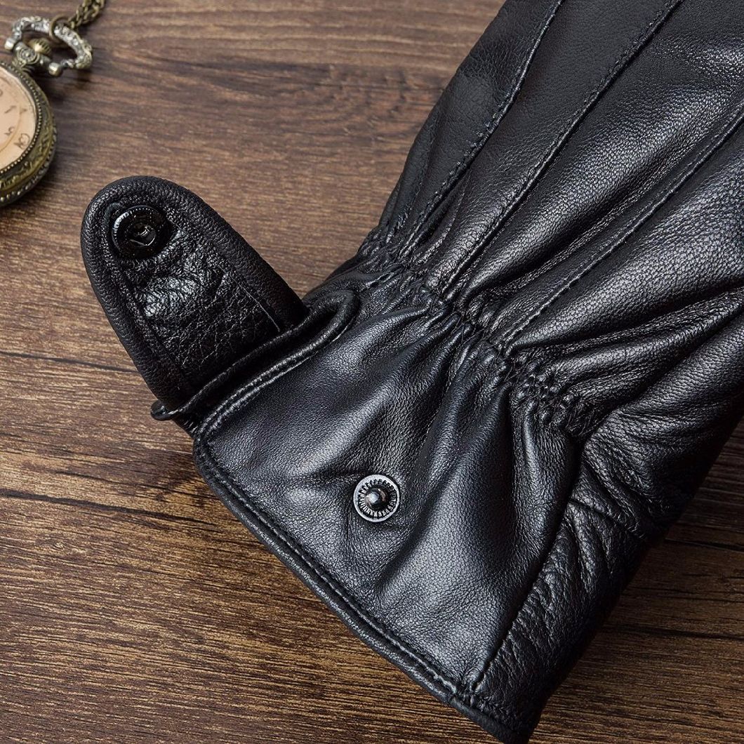 Winter Men's Genuine Leather Warm Driving Motorcycle Gloves Leather