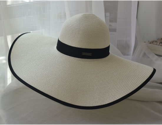 Sombrero White Lady Custom Paper Summer Wide Brim Beach Straw Hat