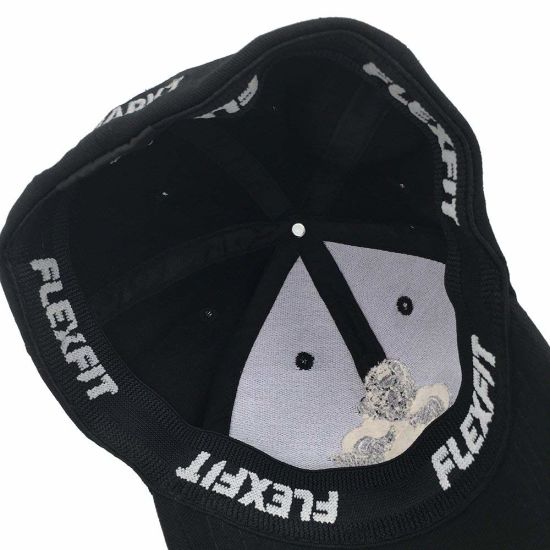 100% Cotton 6-Panel Black Baseball Cap with Elastic Band