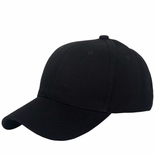 100% Cotton 6-Panel Black Baseball Cap with Elastic Band