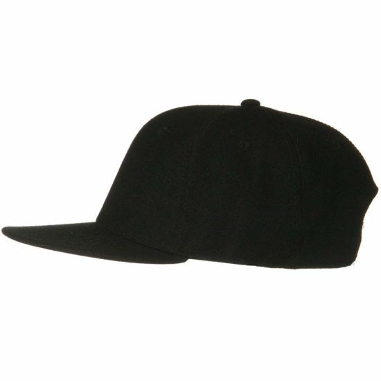 BSCI Audit 100% Acrylic Soft Black Plain Cap Wool Snapback