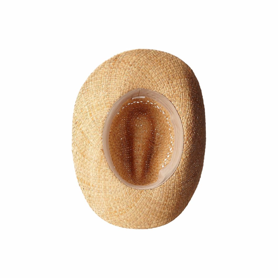 Hatband Featuring Turquoise Silver-Tone White Beads Breathable Straw Cowgirl Hat