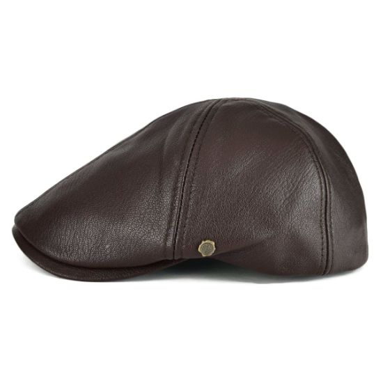Classic Beret 6-Panel IVY Leather Top Hat with Cotton Sweatband