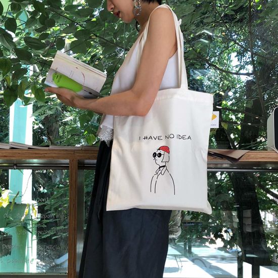 Promotional Heavy Duty Tote Cotton Shopping Bag with Zipper Pocket