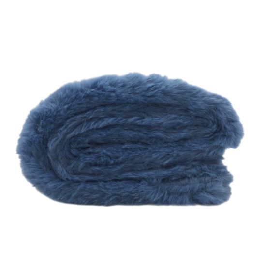 Winter Warm Soft Furry Wrap Around Loophole Women Blue Faux Fur Scarf