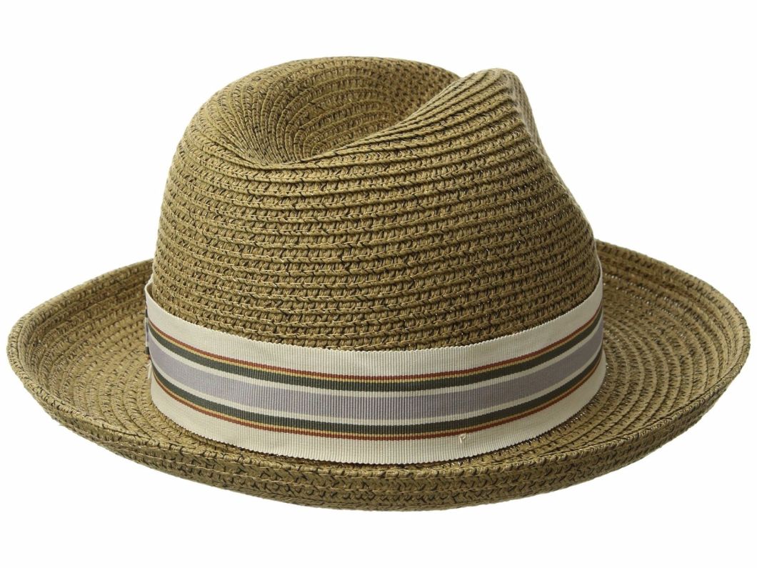 Dent Crown Straw Cowboy Hat with Ribbon Striped Pattern Hatband