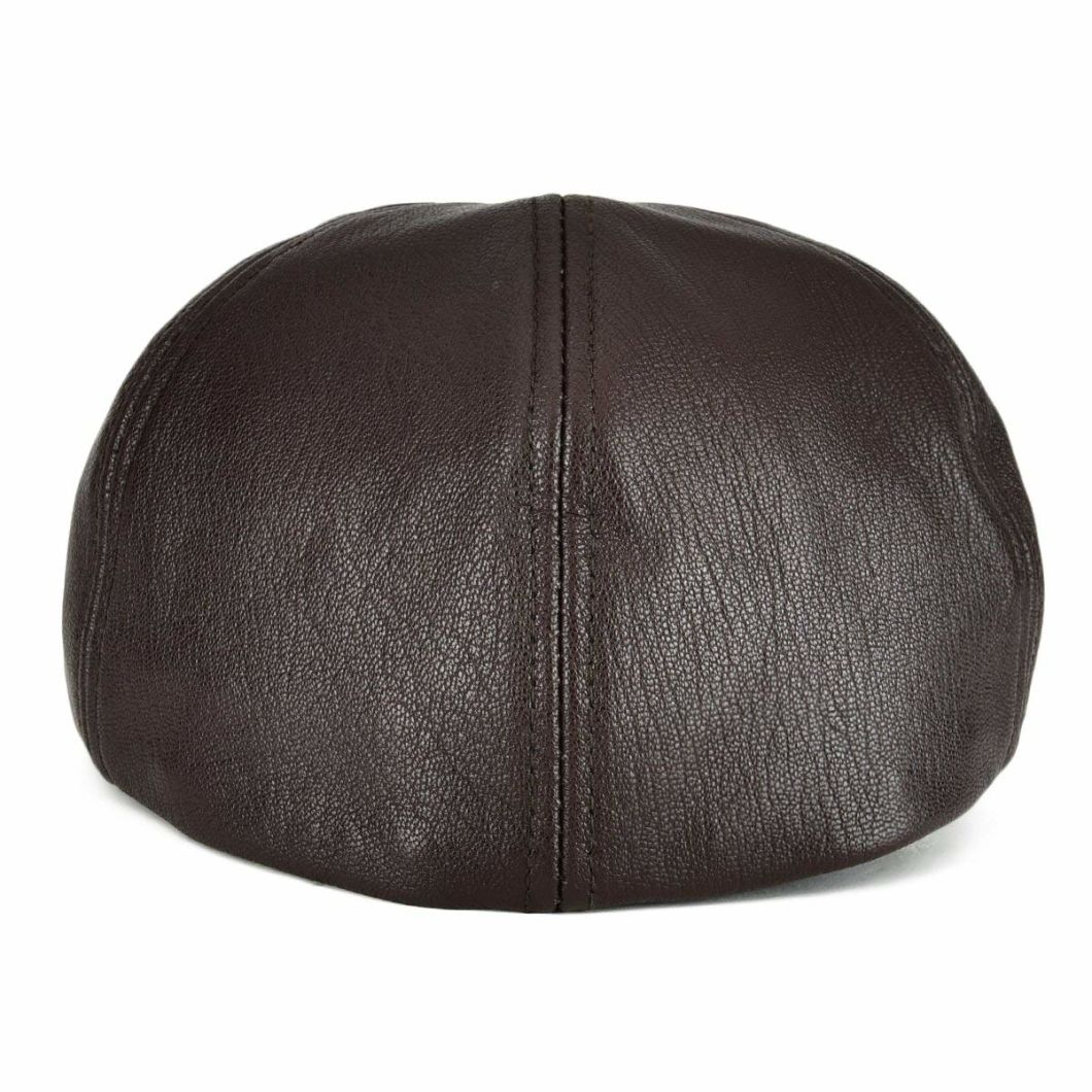 Classic Beret 6-Panel IVY Leather Top Hat with Cotton Sweatband