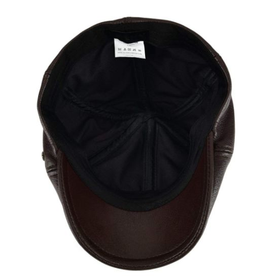 Classic Beret 6-Panel IVY Leather Top Hat with Cotton Sweatband