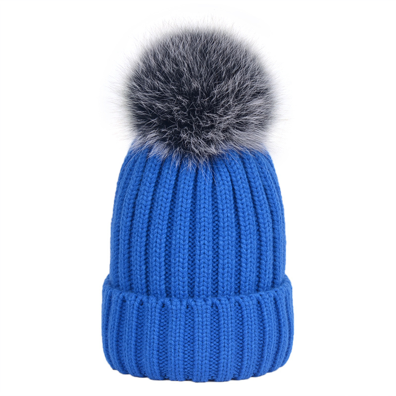 Winter Warm Beanie Knitted POM POM Hat Fur for Women