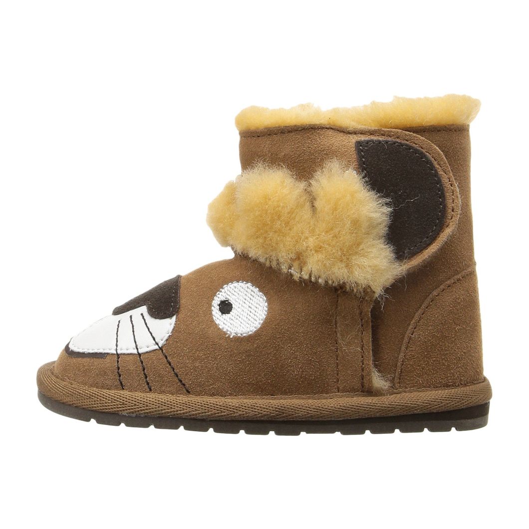 Sedex Audit Winter Cute Lion Animal Cartoon Wool Fur Snow Boots for Kids and Children