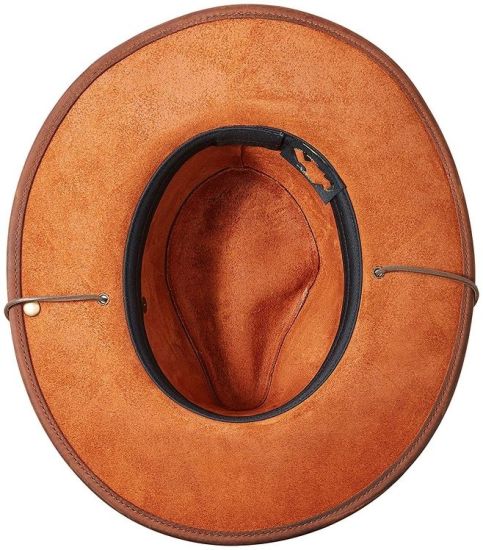 Wholesale Custom Unisex Brown Panama Cowboy Leather Hat with String