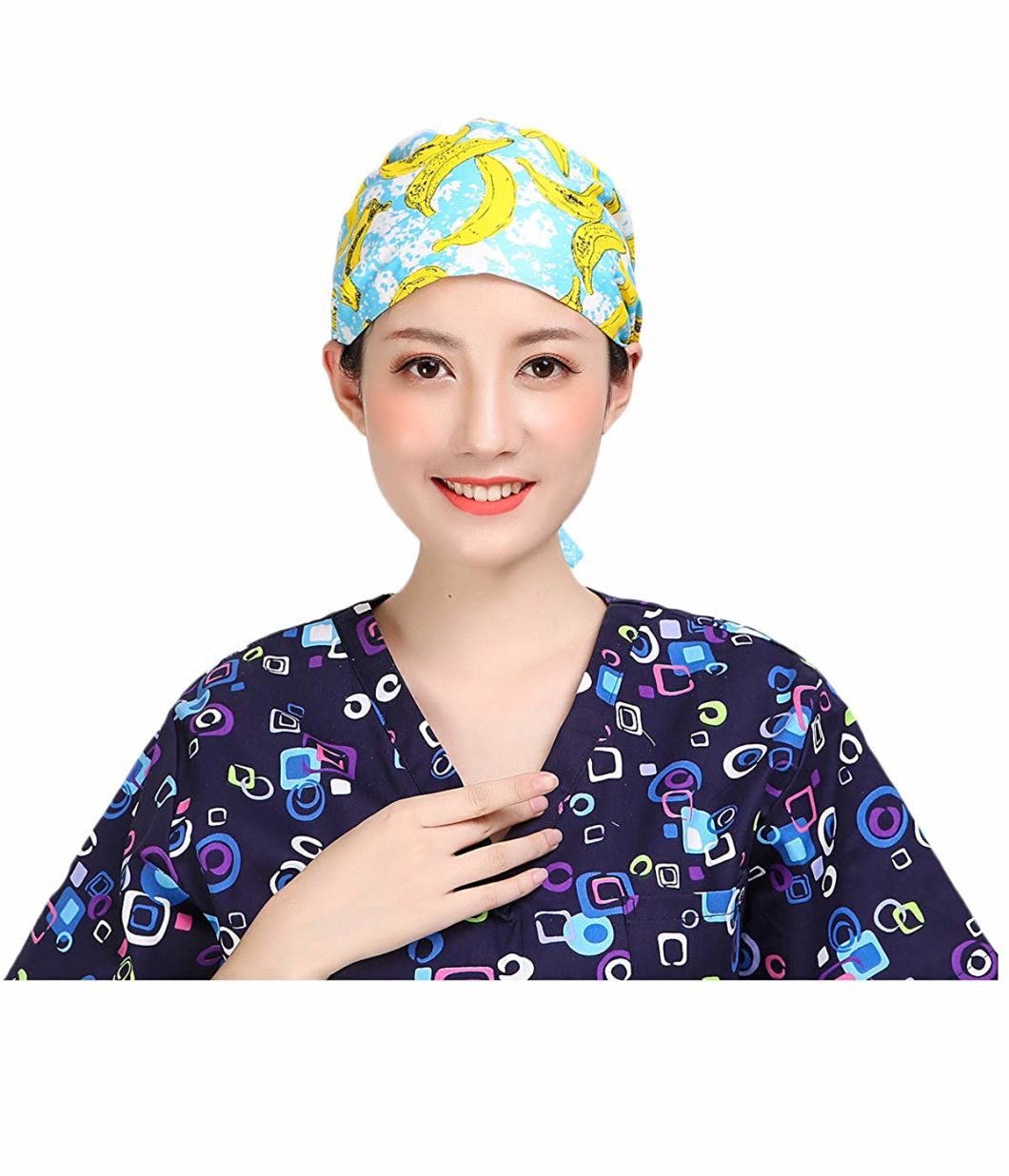 Wholesale 100% Cotton Adjustable Cord Breathable Spacious Scrub Hat