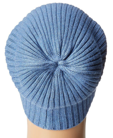 Warm Blue Blank Slouchy Ribbed Knitted Unisex Winter Hat Beanie