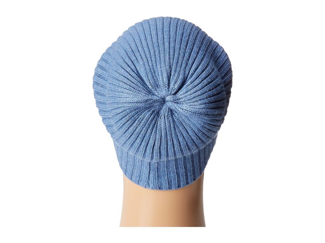 Warm Blue Blank Slouchy Ribbed Knitted Unisex Winter Hat Beanie