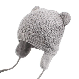 Wholesale Winter Warm Bear Toddler Earflap Beanie Knitted for Baby Hat Cute
