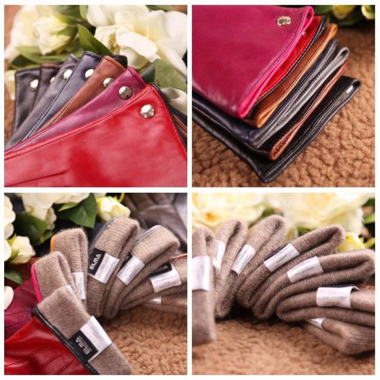100% Pure Cashmere Lined Touchscreen Warm Driving Women Leather Gloves