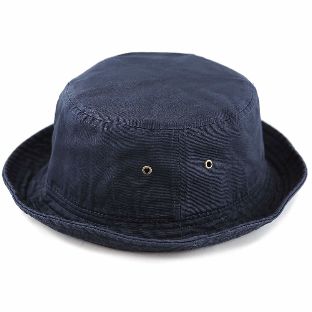 Cotton Packable Travel Bucket Man Summer Hat with Ventilation Eyelets