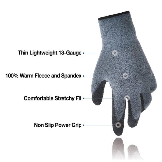 100% Polyester Warm Fleece Spandex Stretch Fit Winter Work Gloves