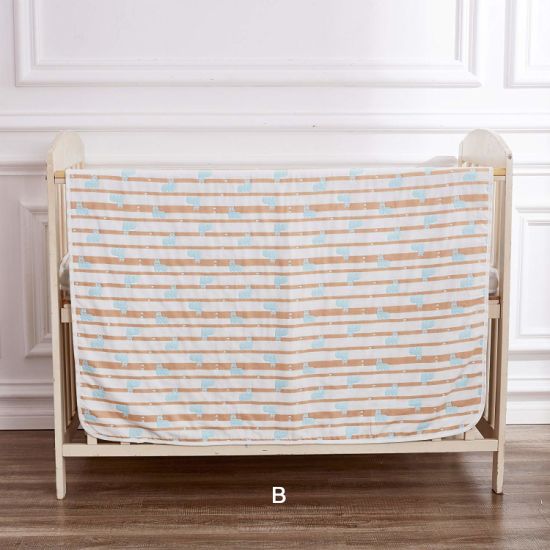 Wholesale Custom Toddler Baby Kid 100% Organic Cotton Muslin Blanket with Reversible Alpaca Printed Design