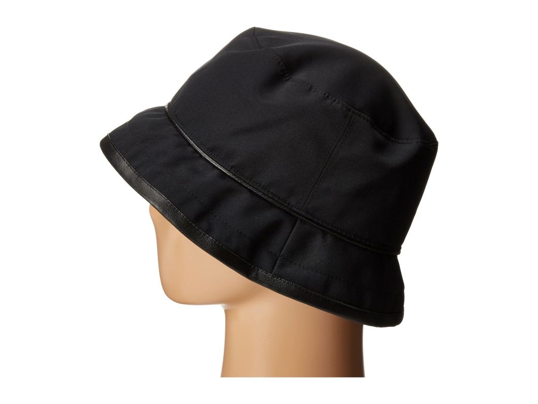 Sedex Audit Polyester Waterproof Bucket Black Hat with Leather Trim