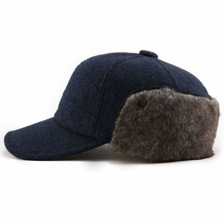 BSCI Audit Wholesale Wool Earflap Hunting Hat Fitted Soft Faux Fur Winter Baseball Cap