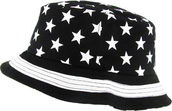 Cotton Durable Smooth Print Bucket American Flag Hat Summer Boonie