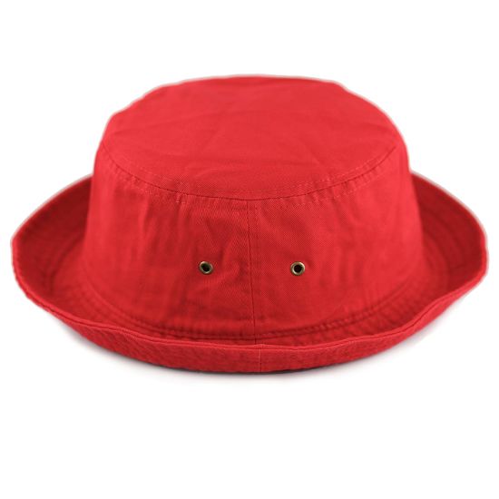 100% Cotton Blank Packable Bucket Red Hat with Ventilation Eyelets
