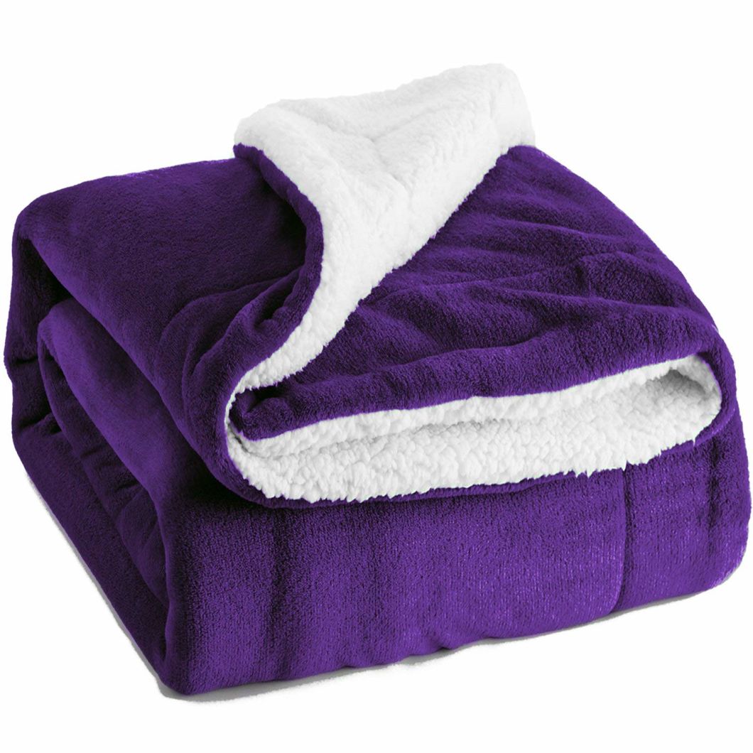 Microfiber Fuzzy Soft Sherpa Fleece Blanket Purple Plush Throw Blanket