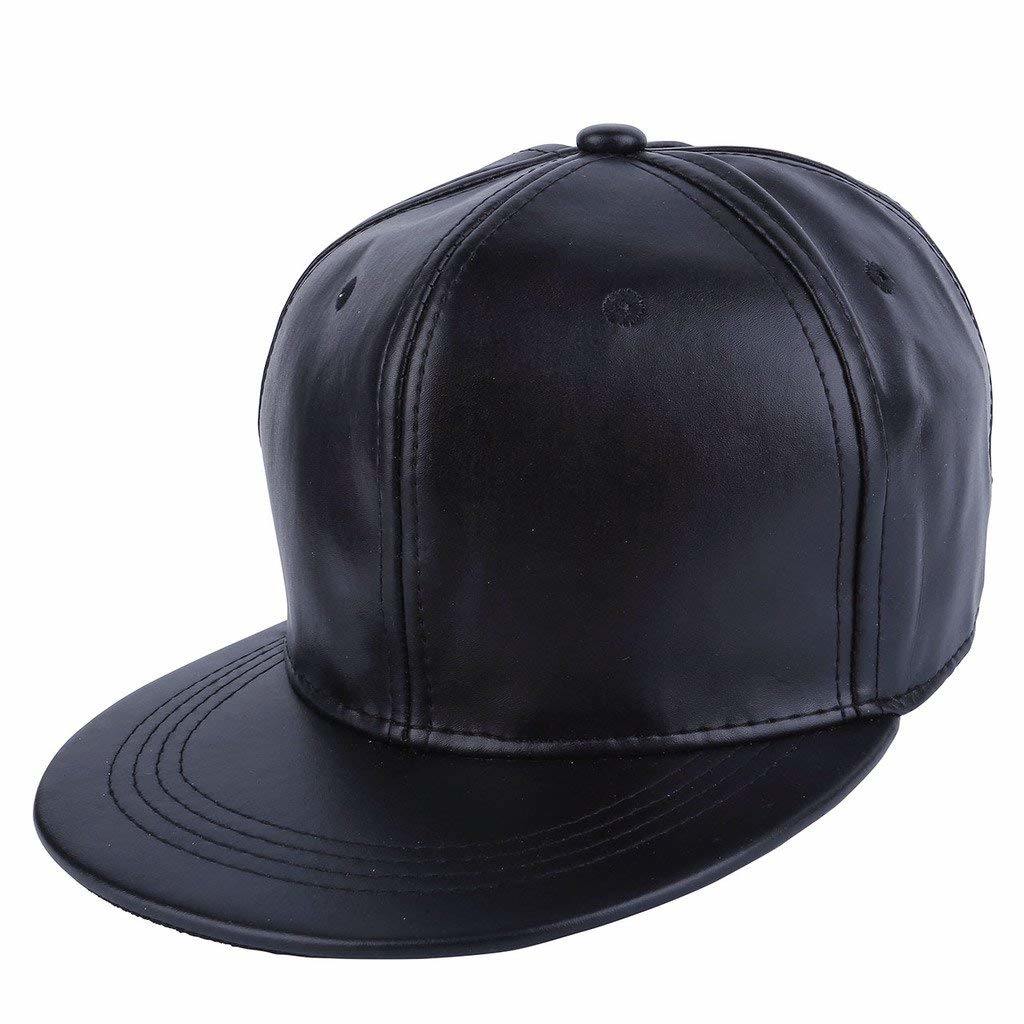 Sedex Audit Men Baseball Cap Hip-Hop Style PU Leather Flatbill Trunker Snapback Cap Black