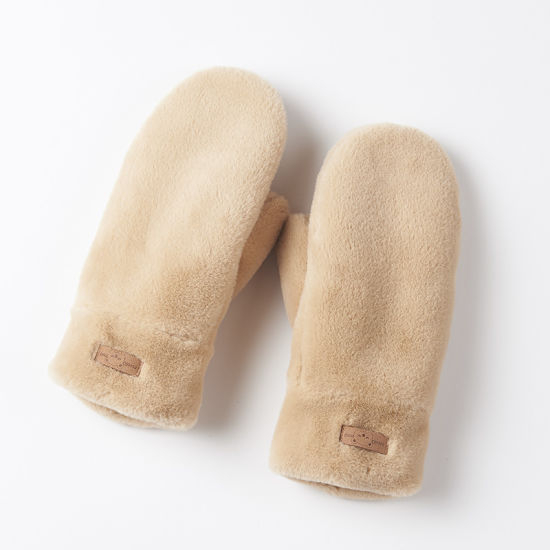 Women Ladies Thick Winter Acrylic Cute Riding Full-Finger Gloves with String