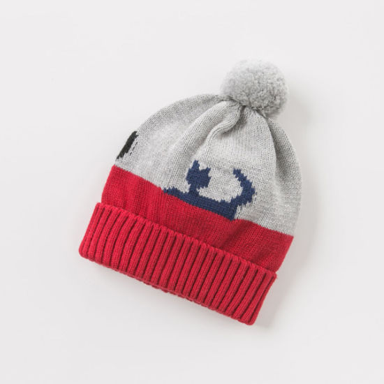 Embroidered Winter Warm Striped Beanie Knitted Baby POM POM Hat