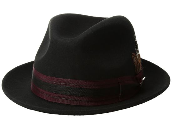 Short Brim Fedora Hat Wool with Pinched Center Dent Crown