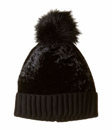 BSCI Audit Ribbed Knit Folded Cuff Crushed POM Velvet Hat