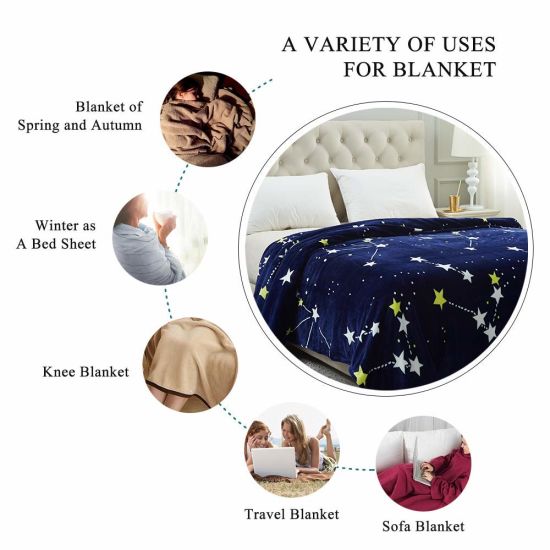 100% Polyester Plush Soft Anti-Static Flannel Fleece Printed Blanket