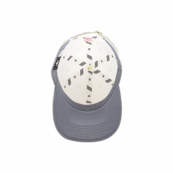 Polyester Custom Adjustable 6-Panel Cap Curved Brim White Hat