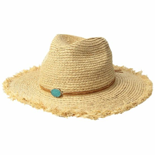 Druzy Stone Crushable Summer Beach Crocheted Packable Raffia Straw Hat