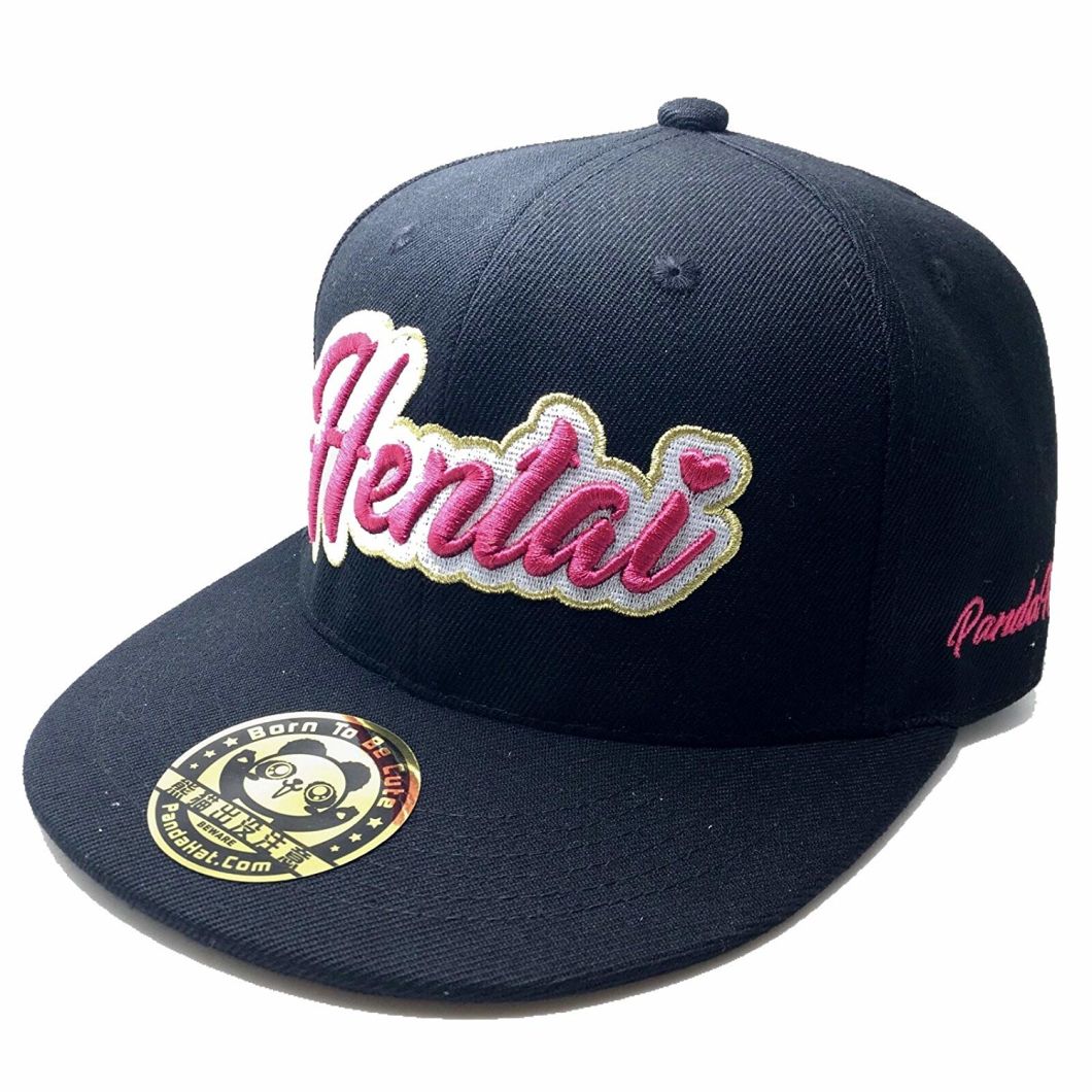 100% Polyester Adjustable 6-Panel Cursive 3D Puff Embroidery Hat