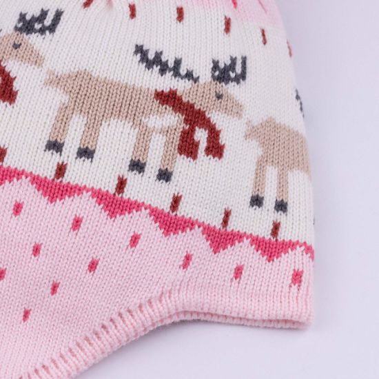 100% Cotton Cute Toddler Beanie Knitted Earflap Baby Pompom Hat