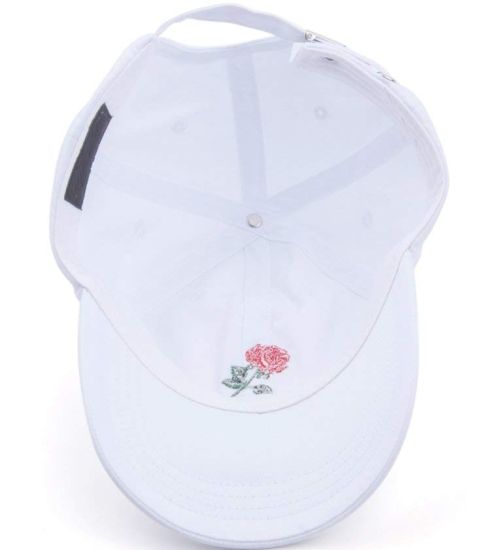 Adjustable Cotton Pattern Rose Embroidered Floral Baseball White Cap