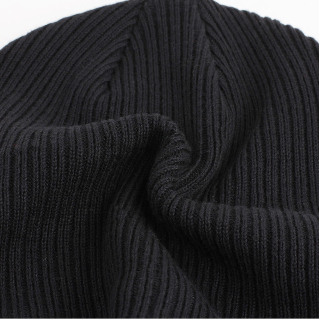 High Quality Plain Custom Color Fleece Lining Black Knitted Beanie Hat with for Wholesale