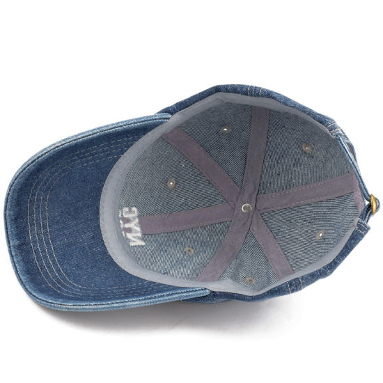 BSCI Audit 100% Cotton Embroidered Washed 6-Panel Denim Baseball Cap